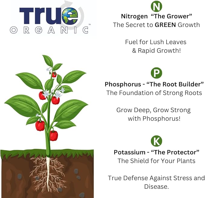 True Organic Tomato & Vegetable Food – Organic Fertilizer for Superior Harvests with 6% Calcium – 25lb Bag Covers 438 sq. ft.