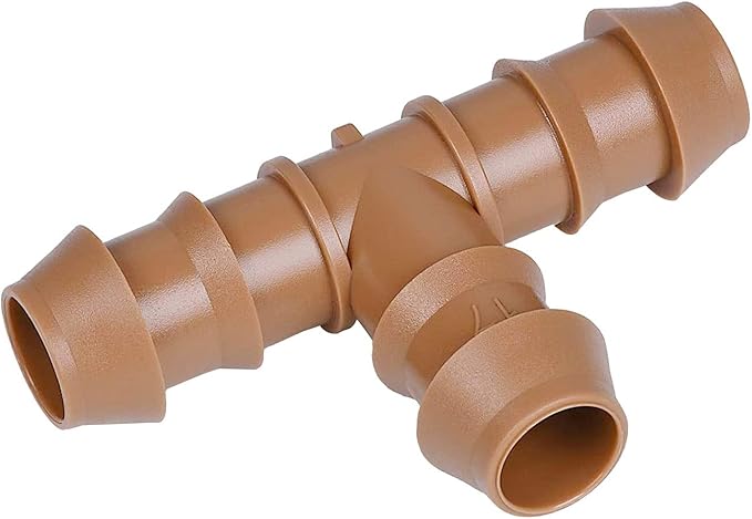 20-Pack Drip Irrigation Barbed Tee Fittings, Fits of 1/2”, 17mm .600” ID Drip Tubing