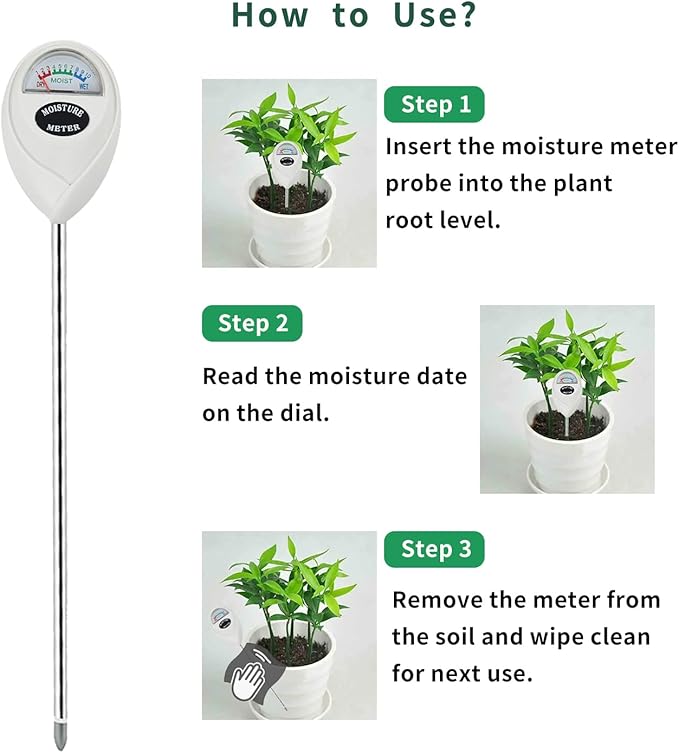 Soil Moisture Meter, 2 Pack Long Probe Soil Moisture Monitor for House Plants, Soil Hygrometer Moisture Sensor for Indoor & Outdoor, Garden, Farm, Lawn Plant Care, No Battery Needed(Green + White)