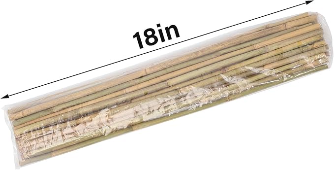 18in Natural Bamboo Plant Stakes 50pcs for Tomatoes, Beans, Flowers, Potted, Climbing Plants