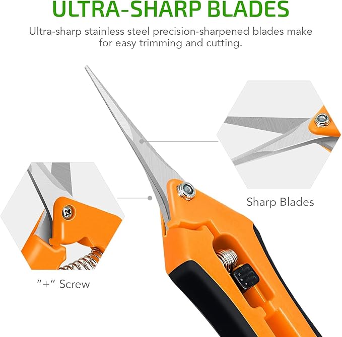 iPower 6.5 Inch Gardening Scissors Hand Pruner Pruning Shear with Straight Stainless Steel Blades, Orange, 4-Pack