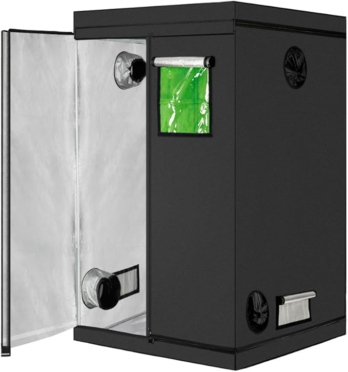 Grow Tent, 120 x 120 x 200cm, Black, Oxford Cloth, Iron Frame, PEVA & Aluminum Inner, Hydroponic-Grow-Tents, Indoor Plant Growing