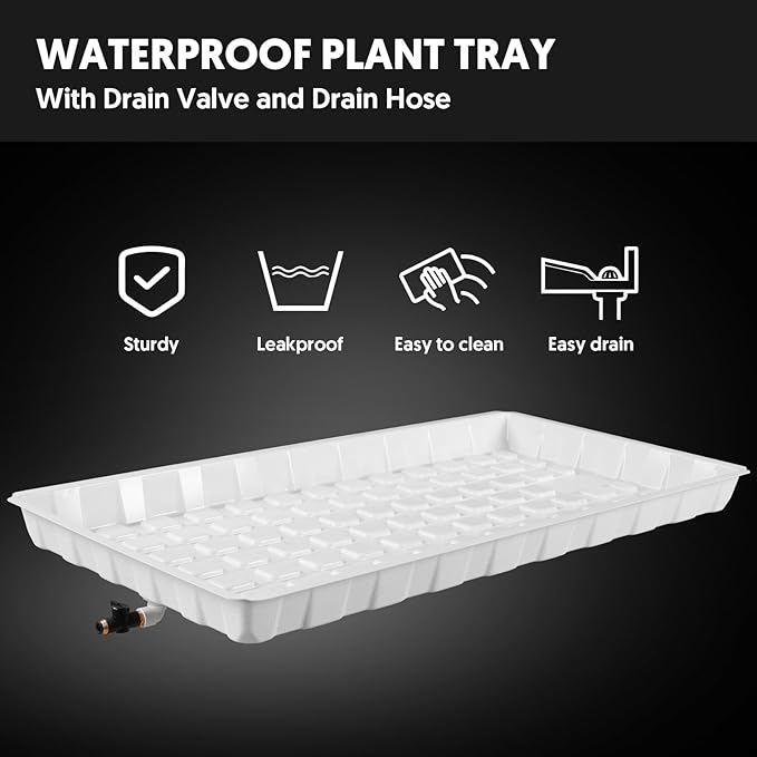 Indoor Greenhouse with Full Spectrum LED Grow Light and Tent, Indoor Gardening System with Watertight Plant Shelf Trays, 3-Tier Metal Plant Stand with Wheels, Microgreens Growing Kit