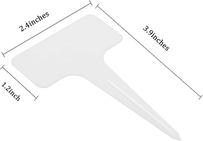 Whaline 100 Pcs Plastic Plant Labels White T-Type Garden Stake Tags Waterproof Plant Markers Reusable Plants Signs for Outdoor Indoor Nursery Potted Plants Seed with A Black Marker Pen (6 x 10 cm)