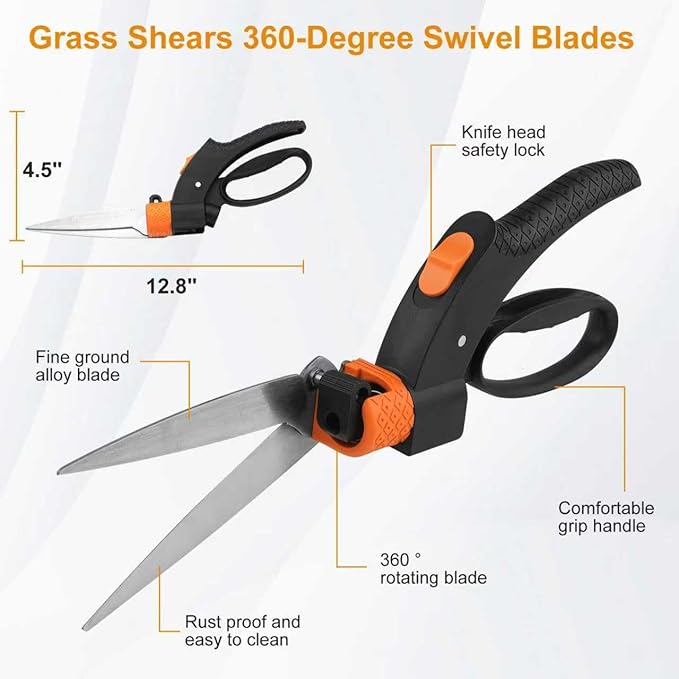 Garden Shears Tool Set 3 Pcs - Heavy Duty Lopper, Hedge Shears & Pruning Saw for Tree Branches, Hedges, Backyard & Fruit Trees, Carbon Steel Blades
