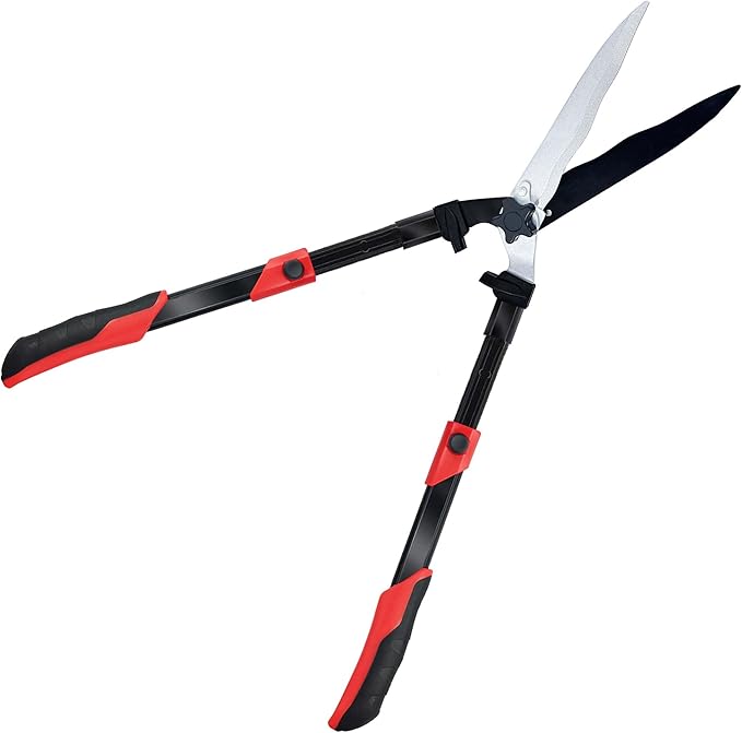 YRTSH Hedge shears, Extendable 26"-32" Hedge Clippers with Sharp Wavy Blade, Manual Hedge Trimmer for Trimming Borders and Shaping Shrubs, Garden Shears Pruner for Lawn and Yard Tools