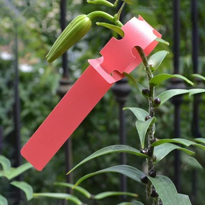DaTpuik 100Pcs Red Plant Tags Wrap Around Tree Tags Markers Ties Removable Adjustable Attach Garden Labels (8.27"x0.8")
