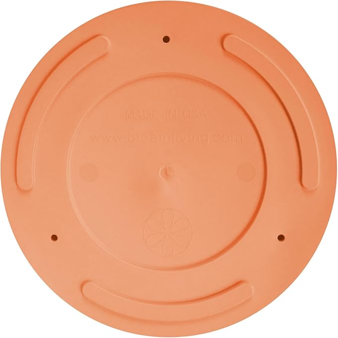 Bloem Mathers 8" Muted Terra Cotta Round Modern Resin Garden Planter Pot with Drainage Holes and Removable Saucer Tray Included