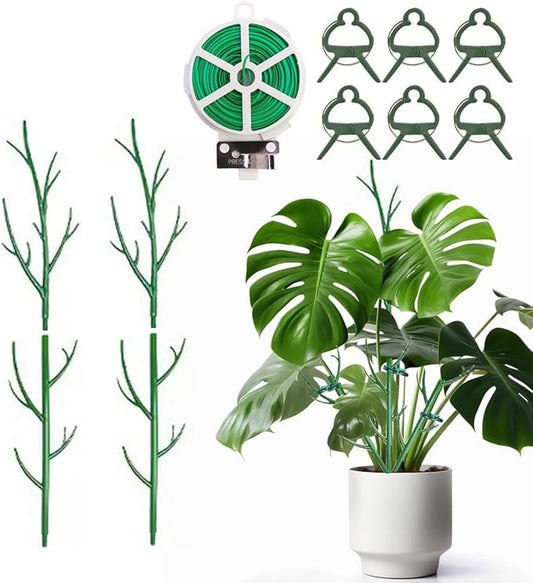 Monstera Plant Support Stakes, 4 Pack Stackable Garden Trellis Climbing Plant Support Structures with Extension Poles for Indoor Outdoor Potted (28''- 4 Pack)