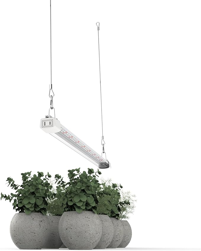 LED Grow Light 2FT Full Spectrum Compact Linkable Lighting Fixture for Indoor Greenhouse Year Round Plant Seedlings, Essential Grow Slim Hanging Suspended Strip