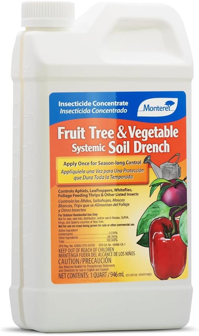Monterey Fruit Tree Spray & Vegetable, Apply Once for Season Long Control, Imidacloprid Systemic Insecticide - 1 Quart