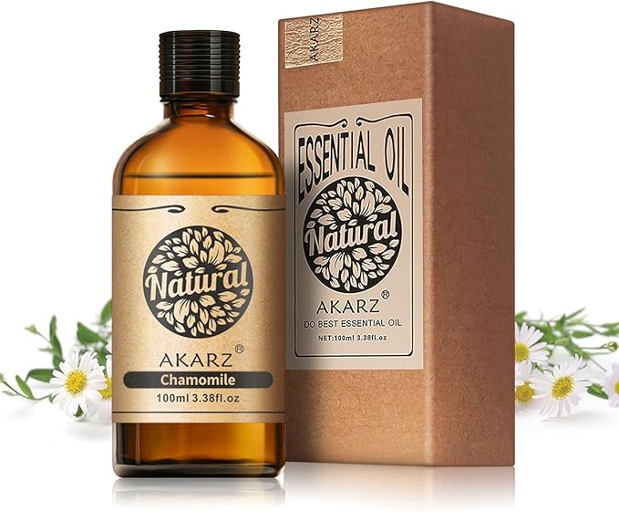 AKARZ 100ml Chamomile Essential Oil Natural Chamomile Oil Pure for Candle Making,DIY Skincare Products Massage,Home Spa Relaxation