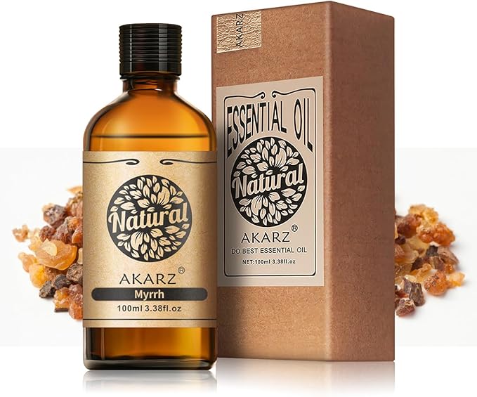 AKARZ 100ml Myrrh Essential Oil Natural Myrrh Oil Pure for Candle Making,DIY Skincare Products Massage,Home Spa Relaxation