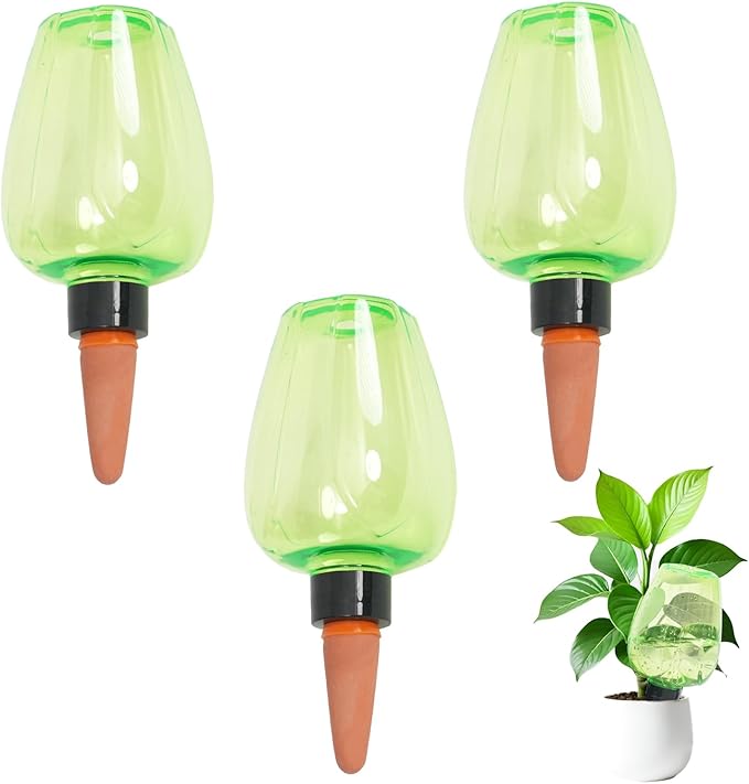 3cps Self Plant Watering Globes for Indoor and Outdoor Plants Plastic Automatic Plant Watering Bulbs Insert 12.3 oz with Slow Release Control Water Dripper for Plants