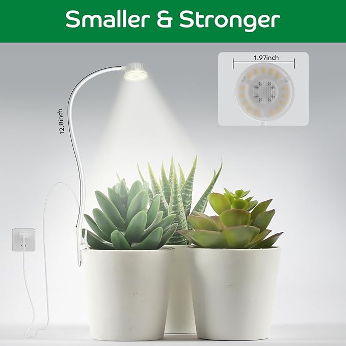 Grow Lights for Indoor Plants, Clip LED Plant Light for Growing Full Spectrum, Plant Lamp with Adjustable Gooseneck and Dimmable Auto On Off 3 9 12 Hrs Timer for Small Plants