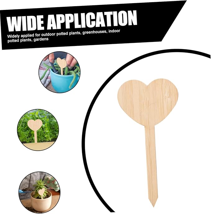 20pcs Wooden Heart Plant Labels - Cute Garden Markers for Potted Plants - Durable Plant Tags for Use