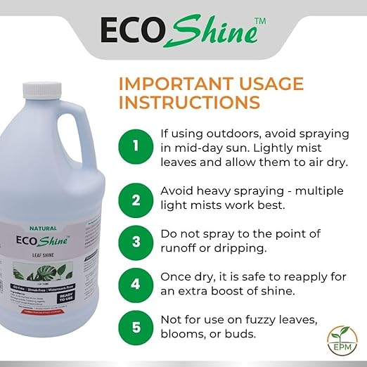 Environmental Plant Management ECO Shine | Oil-Free Leaf Shine Spray for Houseplants & Indoor Plants | Spray & Walk Away Glossy Finish | for Live & Artificial Plants