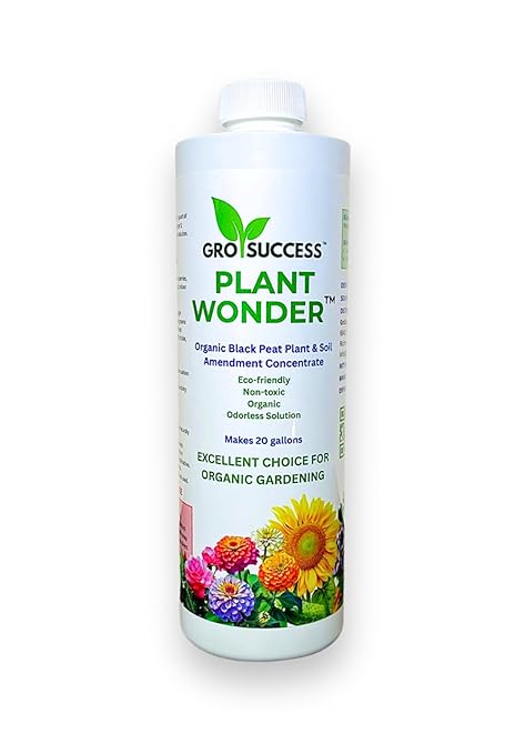Organic Plant Fertilizer Liquid Concentrate – Plant Food for Indoor & Outdoor Plants, Vegetables & Lawn – Soil Booster with Humic & Fulvic Acid – 16 oz – GroSuccess PlantWonder