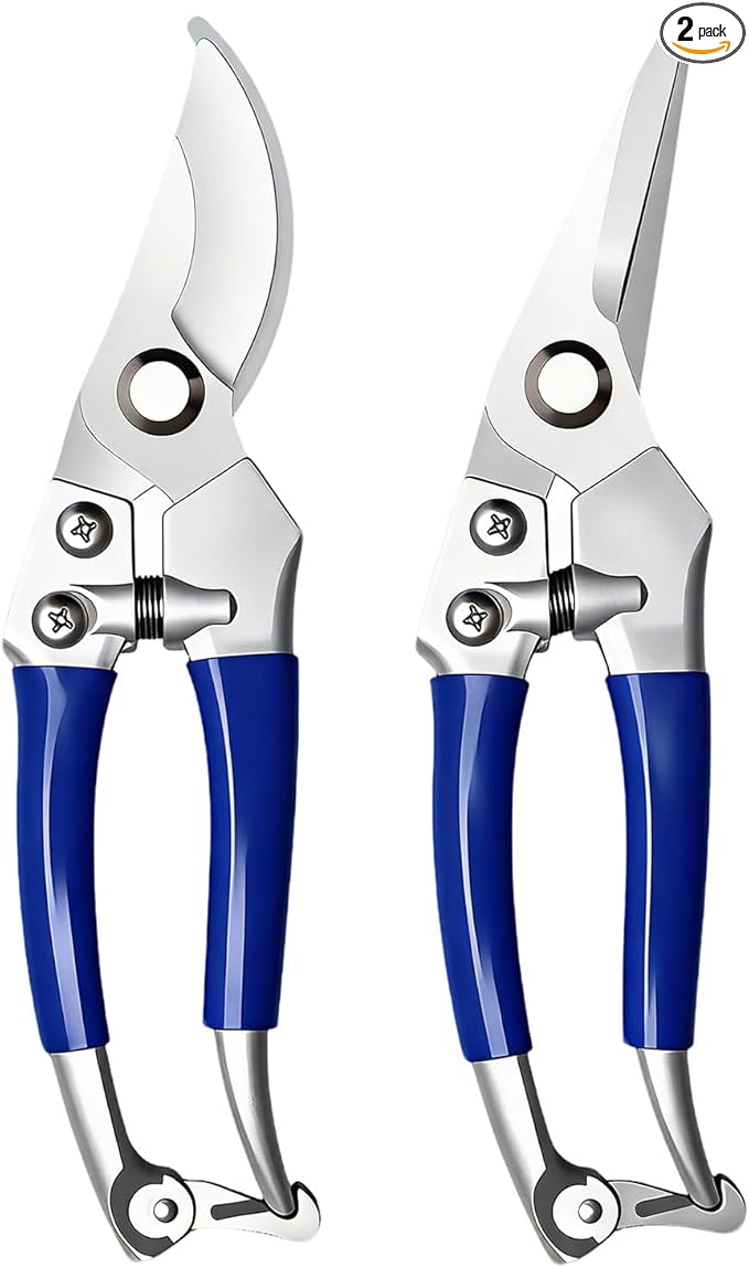 Garvee 2 Pack Pruning Shears for Gardening, Trimming Scissors Set Garden Shears Branch Cutter Garden Bypass Lopper and Tree Trimmer Tree Pruner Garden Shears for Gardening