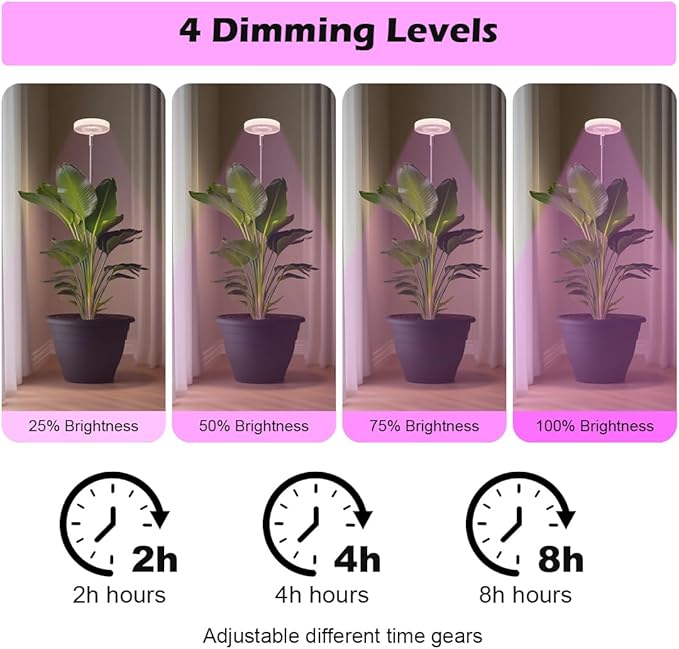 RooTrimmer 2 Pack 11 Inch Plant Pots with LED Grow Lights,Indoor Flower Pots with Full Spectrum Dimmable Lights,Drainage Holes & Plug,Soil Moisture Meter Included,Modern Planters for Home Office