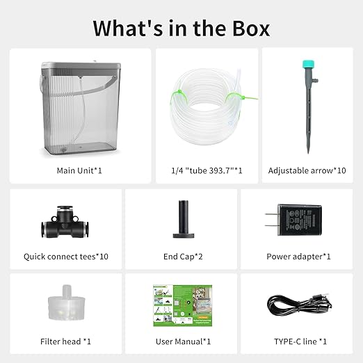 Indoor Drip Irrigation System with 2-Gallon Water Tank, Touch Night Light & Programmable Timer-Self-Watering Kit for 10 Potted Plants