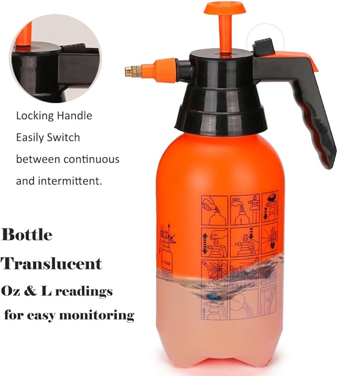 MRPAPA Pressurized Hand Sprayer - Multi-Purpose Garden Sprayer Gallon with Adjustable Nozzle (1L-Orange)