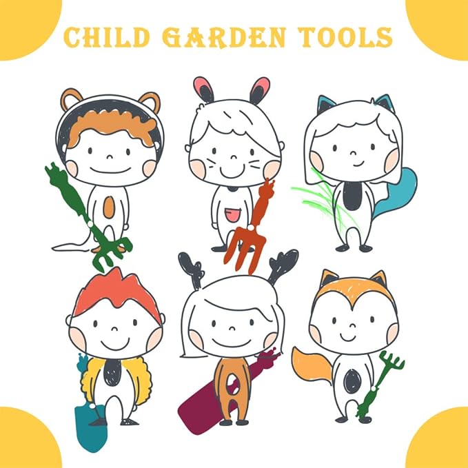 Kids Gardening Tools Gloves Set: 4 Cute Shovel Spade for Kid Garden Work with 1 Toddler Gloves for Teen Boy Girls