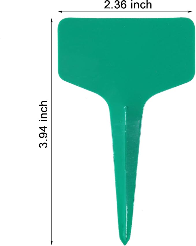 100 Pcs T-Type Plant Labels with a Gel Pen, Waterproof Nursery Plant Tags Plastic Garden Markers, Green, 6 x 10cm