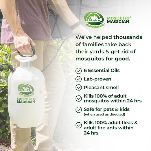 Mosquito Magician Ready to Use Liquid Solution – Kills Mosquitoes, Fleas & Fire Ants – Use with Mosquito Foggers, Sprayers & Misting Systems – Pet & Yard Safe for Lawns, Patios, Outdoors, 2 Gal - Mint