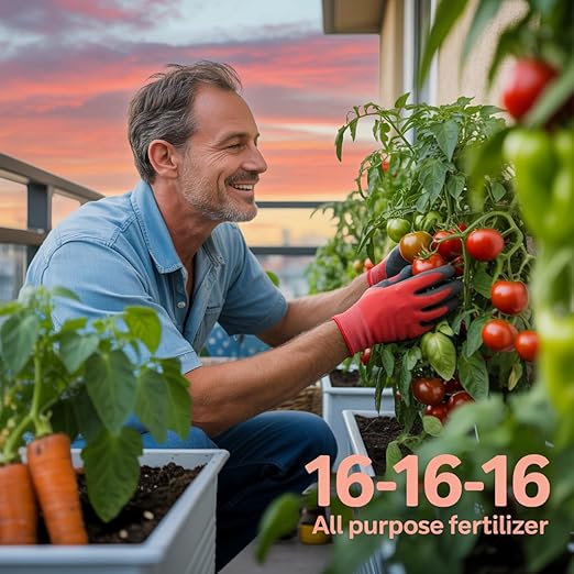 Gardenera 16-16-16 Premium All Purpose Professional Fertilizer - Lawn, Flower, Tree, Shrub & Vegetable Fertilizer (12 OZ)