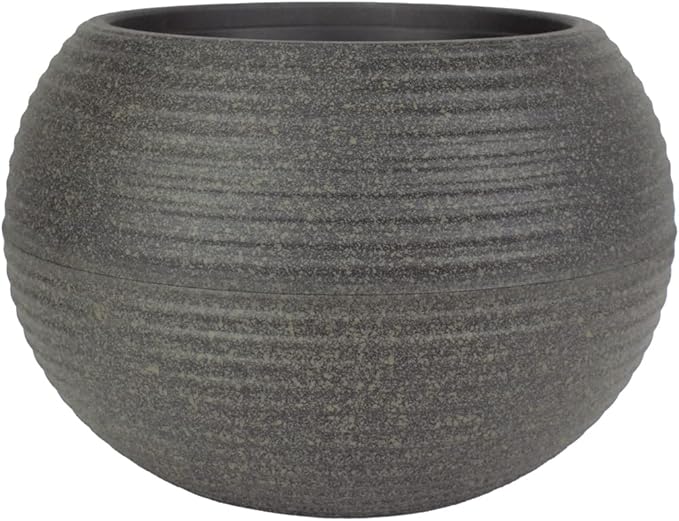 The HC Companies 12 Inch Atlas Sphere Planter - Lightweight Decorative Round Indoor Outdoor Plastic Plant Pot for Herbs and Flowers, Brown
