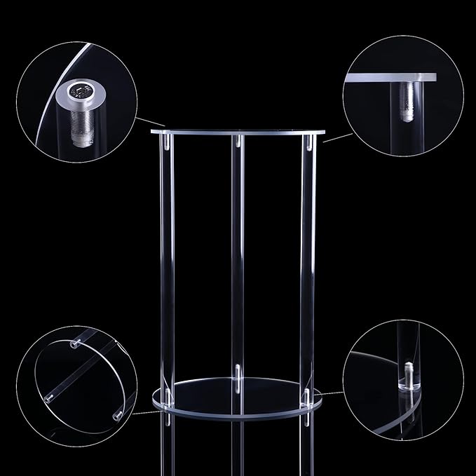 YourGift Plant Stand Indoor Outdoor, Acrylic Planter Stand for Indoor Plants, Heavy Duty Plant Holder Shelf for Flower Pots Corner Display Rack for Living Room Balcony Garden Patio (Clear Round)