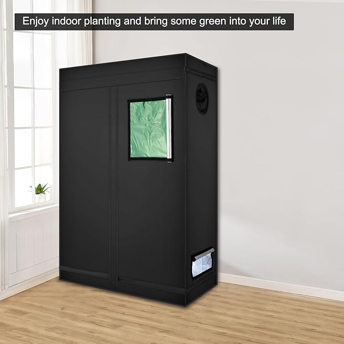 47"x24"x70" Grow Tent, High Reflective Mylar Hydroponic Plant Growing Room with Removable Observation Window & Floor Tray for Indoor Garage Plant Flower Herb