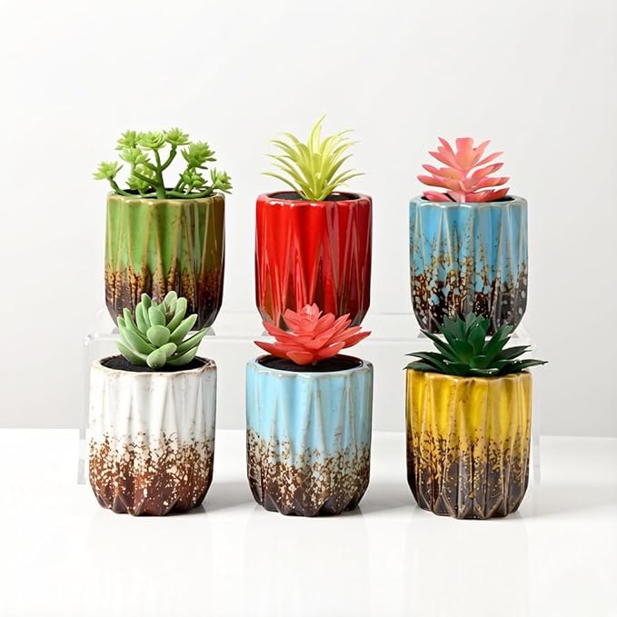 Cute Circular Ceramic Home Garden Decoration Succulent Cactus Flower Pots Container -Plant Not Included (White, 3.19 Inch)