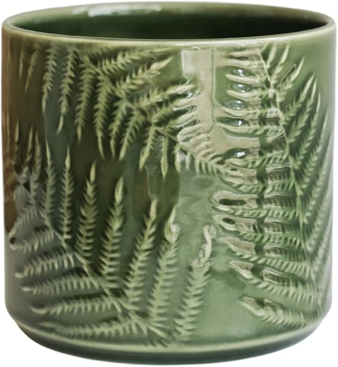 Ivyline Plant Pot Planter, Ceramic, Green, Large