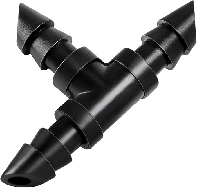 RedChili 110 Pack Drip Irrigation Universal 1/4" Barbed Tee Fitting, Drip System Parts Double Barbed T Connectors Fits 1/4-Inch Drip Tubing Irrigation for Drip Line Connection