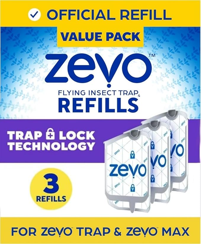 Zevo Replacement Cartridges for Plug-in Insect Trap, 3 Pack Refills, Clean & Easy Indoor Bug Catcher