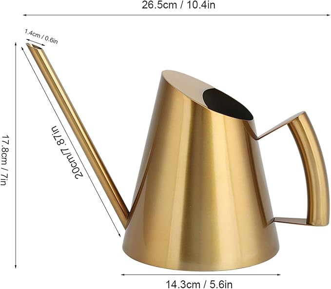 50.8 oz Watering Can Indoor Plants Stainless Steel Plant Waterer Watering Pot Sprinkle Pot Garden Flowers Plants Flower Tool Gold Watering Can with Long Spout (1500ml)