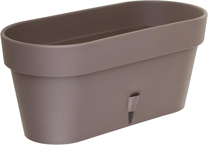 DECOPOTS - Pack of 3 - Self Watering Window Box Planter - Indoor/Outdoor - Windowsill/Oblong Shape Plastic Planter with Bottom Watering and Water Level Indicator (15.6 Inch Long, Shade)