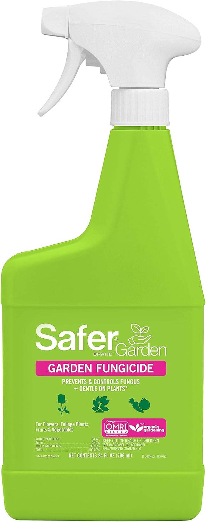 Safer Brand Garden Fungicide Ready-to-Use Spray - Prevents & Controls Powdery Mildew, Black Spot, Leaf Spot & Rust - OMRI Listed for Organic Gardening - SG5450, 24 oz Spray