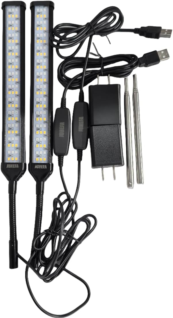 Juhefa LED Grow Light, 6000K Full Spectrum Gooseneck Plant Growing Lamp for Indoor Small Mini Plants, Auto On/Off Timer 4/8/12/18Hrs & 3 Colors Spectrum-2 Pack
