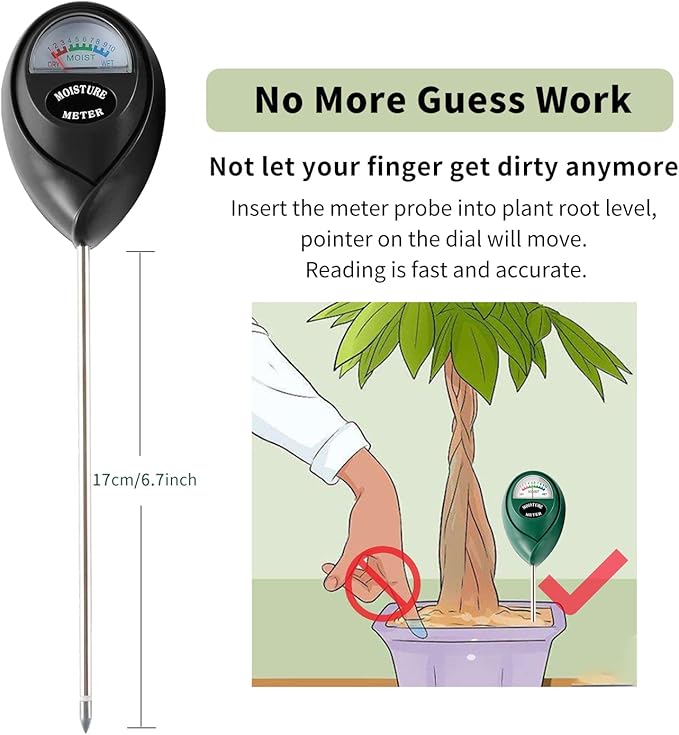 Soil Moisture Meter, Plant Water Meter Soil Meter Moisture Sensor Hygrometer for Indoor Outdoor Plant Care,No Battery Needed(Black)