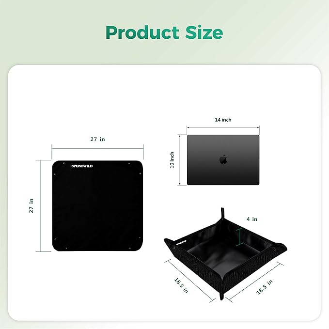 Large Plant Transplanting Mat - Thickened Waterproof Potting Mat, Succulent Gardening Mat, Portable Repotting Mat for Mess Control (PVC-Black27 x 27")