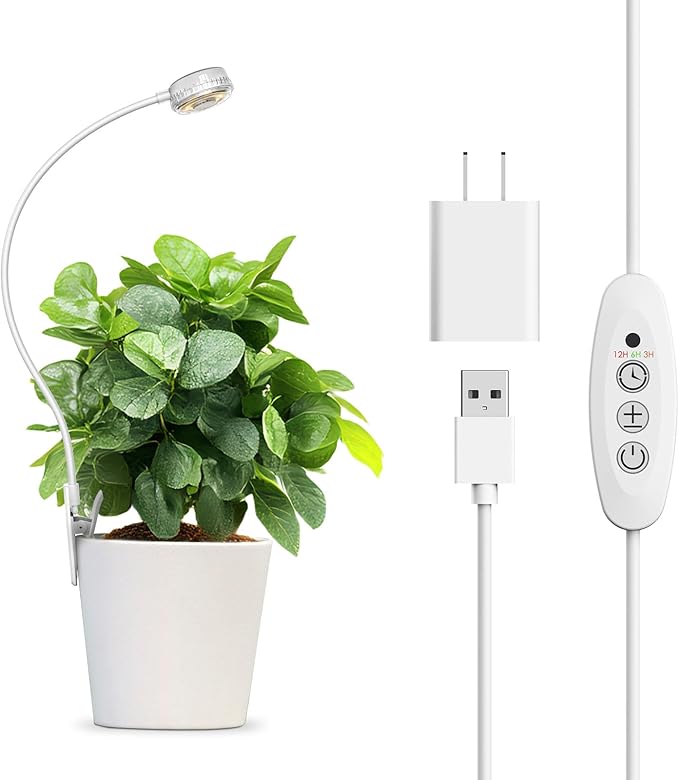 5W Clip on Grow Lights for Indoor Plants,Pot LED Small Grow Light for Indoor Growing, Full Spectrum Small Plant Light, 4000k with 4-Level Dimmable, Auto On/Off 3 6 12 Hrs Timer for Succulents