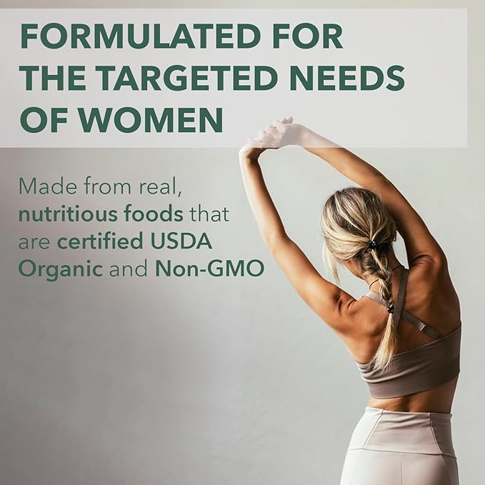 PlantFusion Organic Multivitamin for Women with Iron, One Daily Vegan Multivitamin with Plant Based B12, D3 & Whole Food Blend for Energy & Immune Support - 30 Tablets (1 Month Supply)