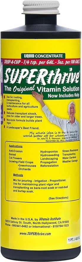 SUPERthrive VI30155 Plant Vitamin Solution, 1 Pint,Multi and Jobe’s Slow Release Tree and Shrub Fertilizer Spikes, 15 Count