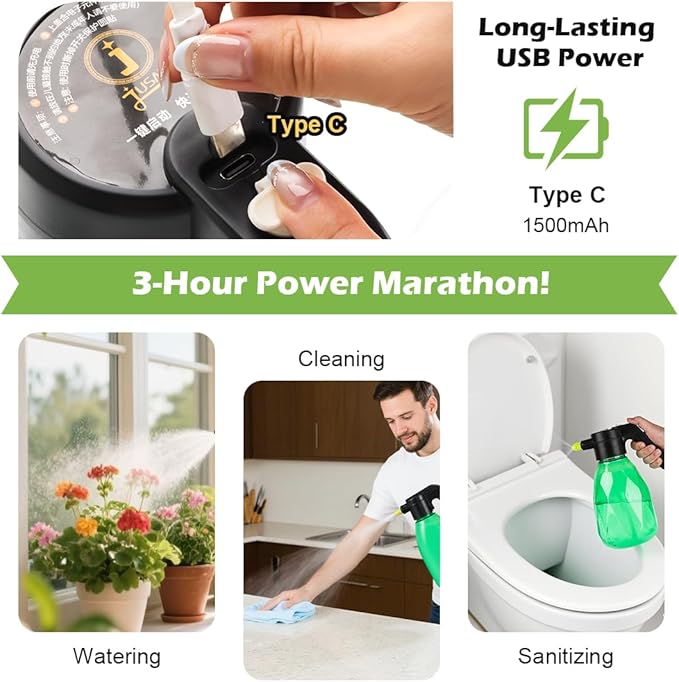 RooTrimmer 5-Gallon Nursery Pots 5P with 0.5 Gallon/2L Electric Spray Bottle, Plant Containers with Drainage Holes, Round Sturdy Garden Planters for Indoor/Outdoor Greenery