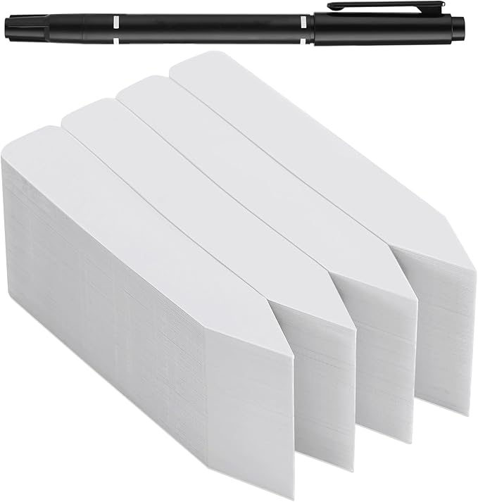 500 Pack Plant Labels, 4 Inch Potted Plant Name Tags Plastic, Seedlings Seed Markers Nursery Plant Stake Tag with Marking Pen for Outdoor Indoor Garden Patio Flower Vegetable, White