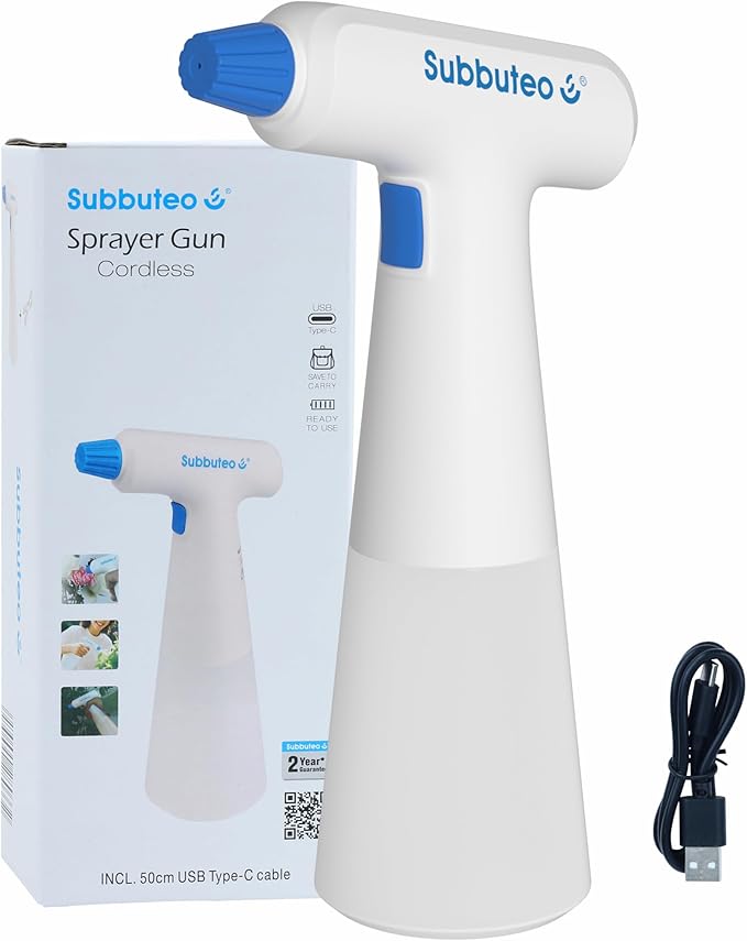 Subbuteo Electric Plant Mister Spray Bottle, 0.55L USB Rechargeable Auto Sprayer, Adjustable Fine Mist Nozzle for Indoor Plants, Hair Styling & Home Cleaning