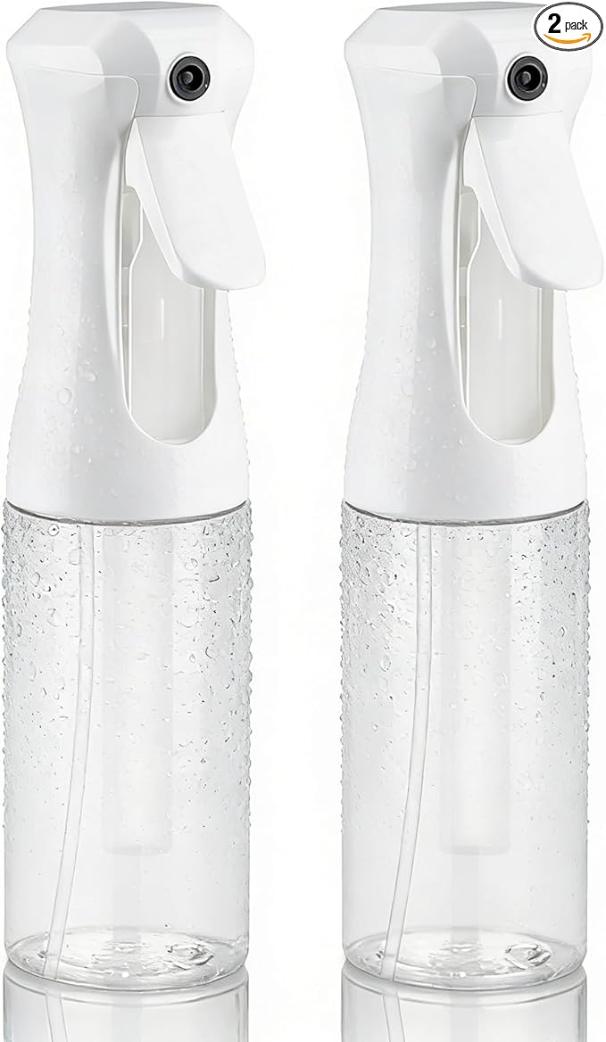 Continuous Spray Bottle, 6.8 OZ Hair Spray Bottles, Ultra-Fine Mister Spray Bottle for Hairstyling, Cleaning, Plants, Pets, Salons, and More (2 Pack)